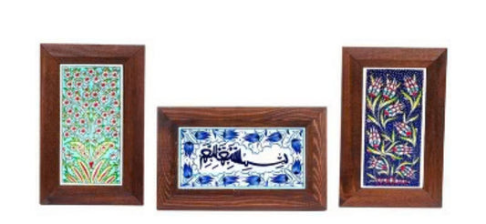 【送禮首選】土耳其純人手陶瓷彩繪藝術品｜連木框｜可掛牆 Turkiye handmade ceramic art piece with wooden frame｜hang on wall