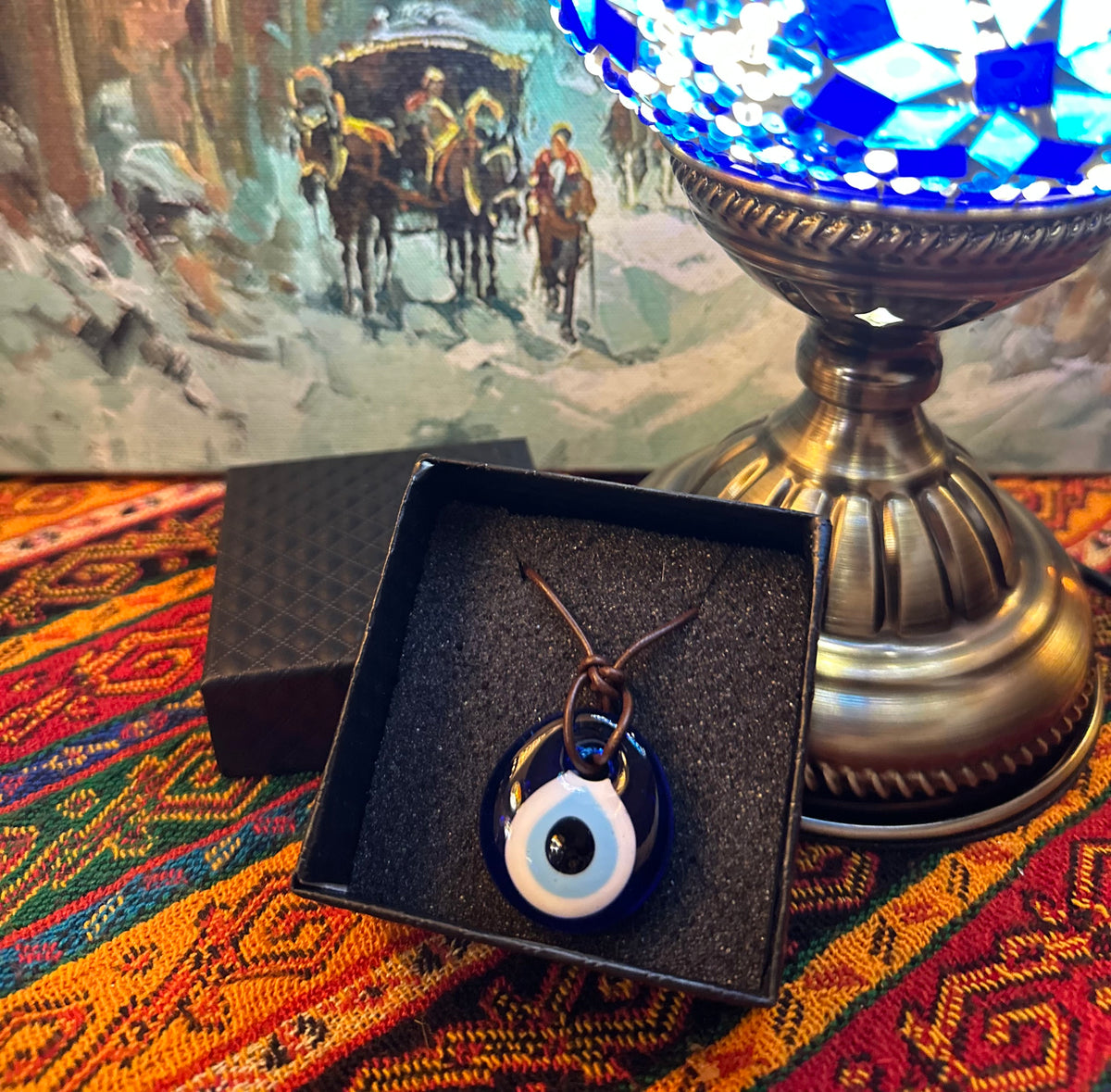 土耳其手造藍眼睛玻璃石頸鏈Türkiye handmade Evil Eyes glassy stone bracelet ｜3cm